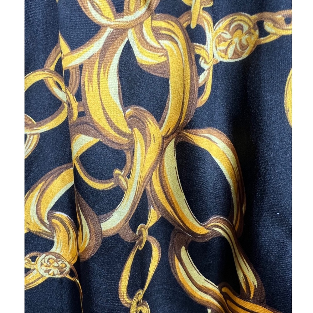 36point5 Womens Gold Chain Print Joggers Black Satin Drawstring Pants Small - Picture 6 of 7